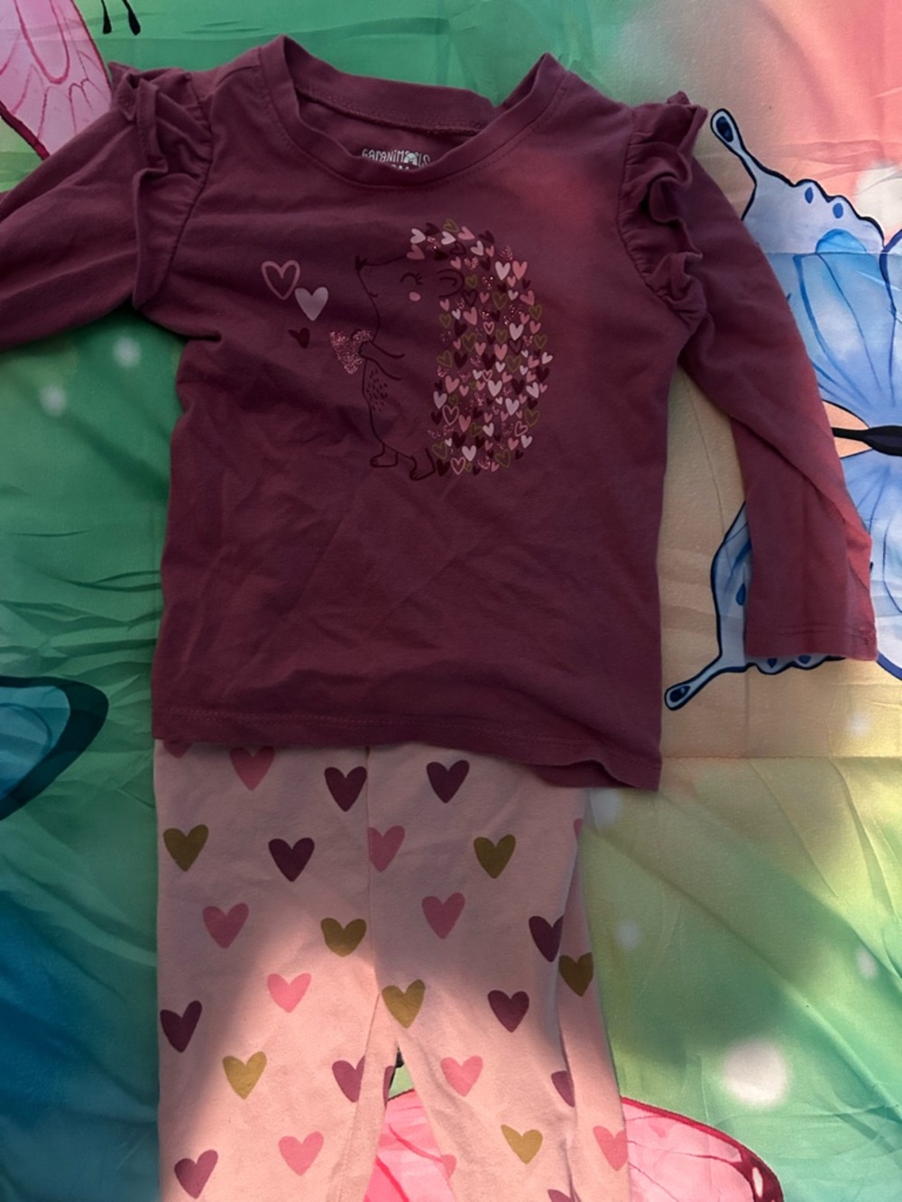 Children's Heart Hedgehog Pajama Set - Mauve Pink